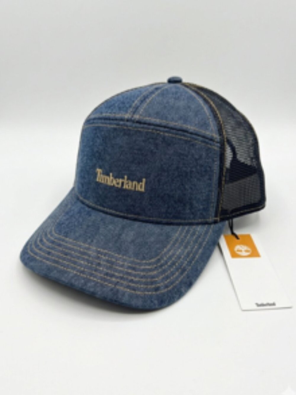 Blue denim Timberland trucker hat